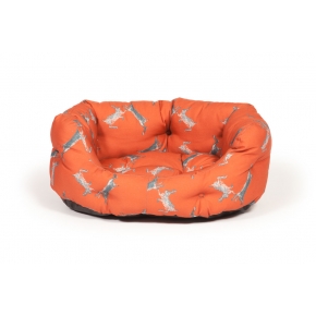 Large+ Orange Hare Print Deluxe Slumber Dog Bed - Danish Design Woodland Hare 35" 89cm